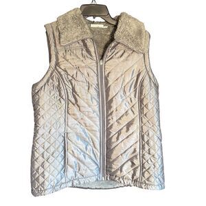Striking Women's Quilted Silver Vest Size Small